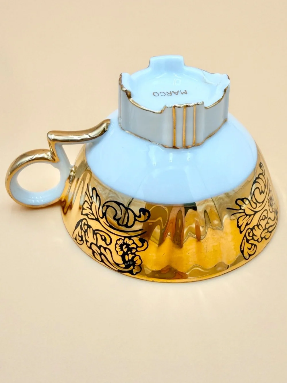 Vintage Marco Gold Lustre Tea Cup & Saucer with Filigree Accents